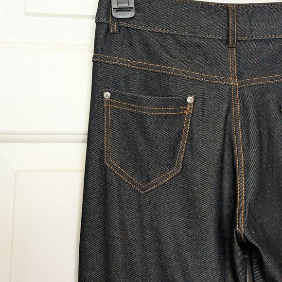 YELETE NAVY BLUE Mid Rise Ponte Skinny Jeggings Pants Knit Leggings SMALL - Picture 6 of 10